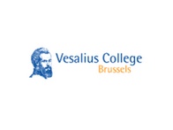 Logo of Vesalius College Brussels featuring a portrait of a man.