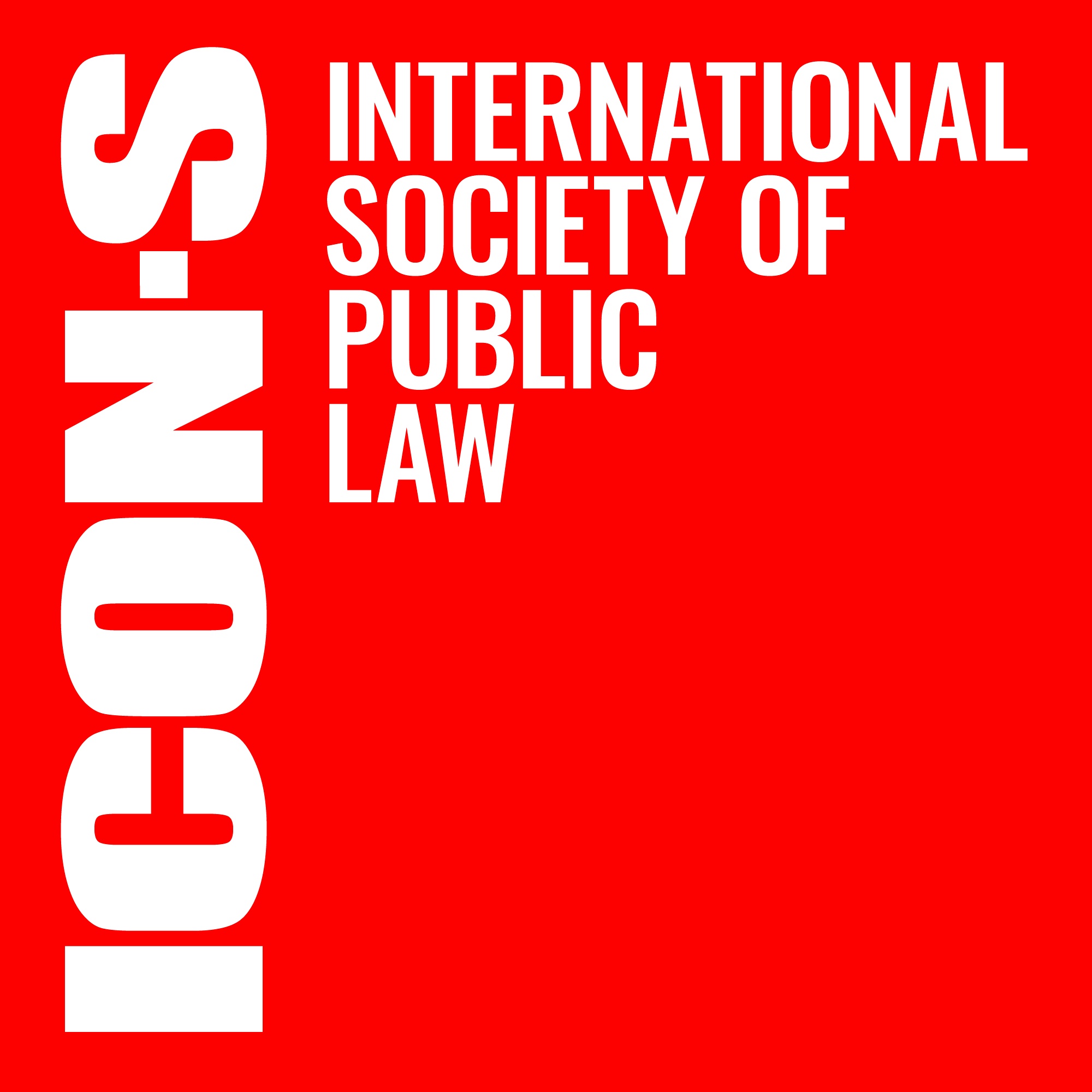 Logo of the International Society of Public Law featuring white text on a red background.