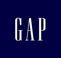 Image displaying the logo of the GAP brand on a navy blue background.