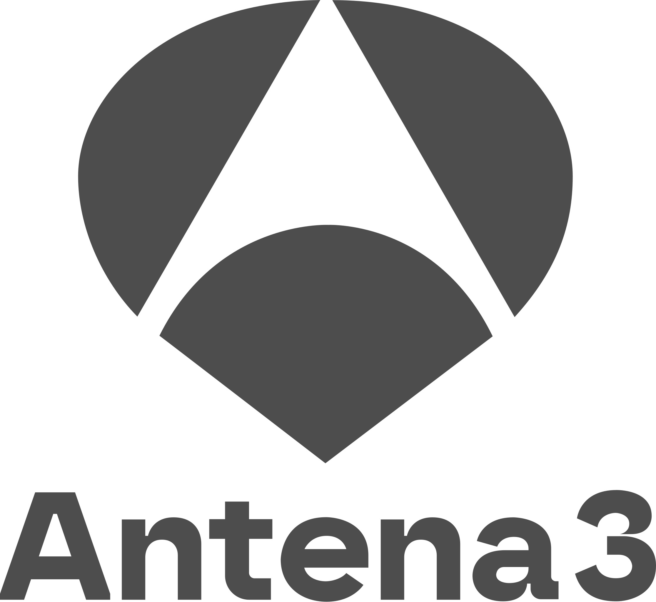 This image features a logo design with a triangular shape above the text.