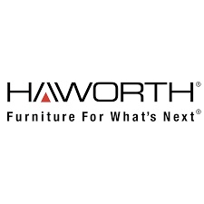 Logo of Haworth, featuring the company name and the tagline 'Furniture For What's Next'.