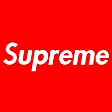 Red background featuring the white text logo of Supreme.