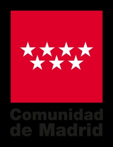 The logo of the Community of Madrid featuring five white stars on a red background.