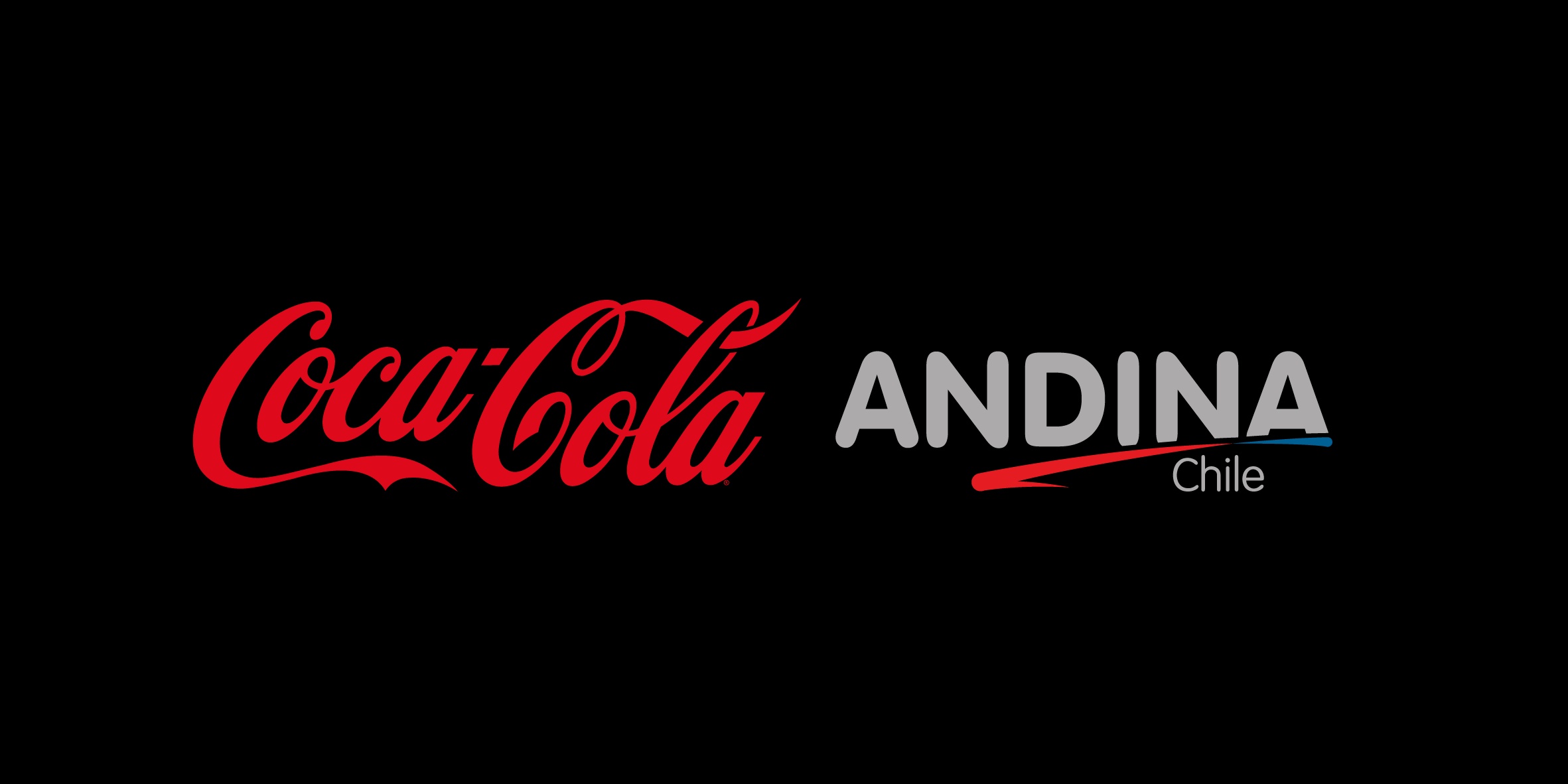 A black background featuring the logos of Coca-Cola and Andina with 'Chile' written under Andina.