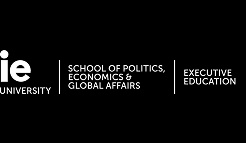 Logo of IE University focusing on politics and global affairs.