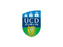 Logo of University College Dublin featuring a shield divided into quarters with symbols and colors blue and green.