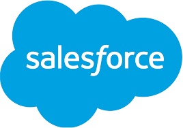 The image displays the Salesforce logo, which consists of a blue cloud shape with the word 'salesforce' in white.