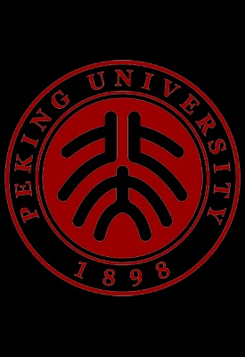 Logo of Peking University featuring a stylized gate design within a circular red and black emblem, with the text 'Peking University 1898'.