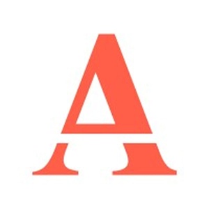 A stylized letter 'A' in coral color.