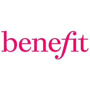 A bold and vibrant logo featuring the word 'benefit' in pink.