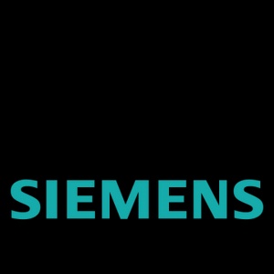 The image displays the logo of Siemens, presented in white text on a teal background.
