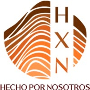 A logo featuring a stylized circular design with wavy lines and the letters 'HXN' superimposed, with the text 'HECHO POR NOSOTROS' at the bottom.