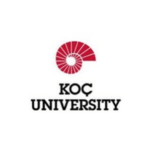 Logo of Koç University featuring a red and white stylized sun design above the university's name.