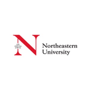 Logo of Northeastern University featuring a large red 'N' with a black outline and the university's name beneath it