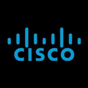 A logo featuring the name Cisco in blue on a black background.