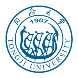 The logo of Tongji University featuring a circular design with a stylized graphic element.