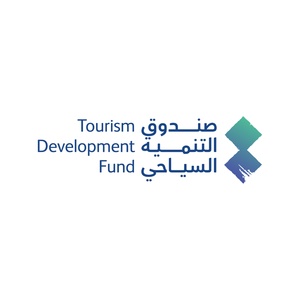 Logo of the Tourism Development Fund, featuring text in both Arabic and English with a graphical element.