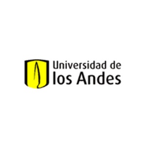 Logo of Universidad de los Andes featuring a stylized yellow shield with a black outline and the university name below.