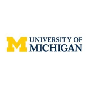 The logo of the University of Michigan featuring a large block letter 'M'.