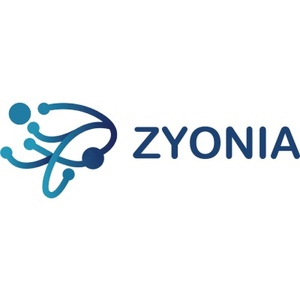 A logo design for a company named ZYONIA featuring abstract circular elements.