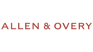 The image shows the red logo of Allen & Overy on a white background.