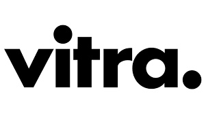 This is an image of the logo for Vitra, featuring the name 'vitra' in lowercase letters with a dot above the letter 'i' and a larger dot after the letter 'a'.