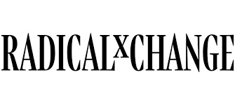 The image displays the phrase 'RADICALxCHANGE' in black, uppercase letters on a white background.