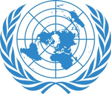 The logo of the United Nations featuring a world map surrounded by olive branches.