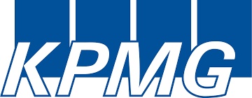 The image shows the blue logo of KPMG, consisting of the letters 'KPMG' in bold uppercase font.
