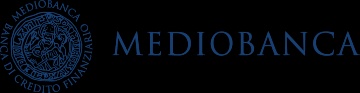 Logo of Mediobanca featuring intricate detailing on a blue background with the text 'Mediobanca' prominently displayed.