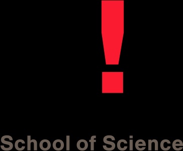 A logo featuring an exclamation mark and the words 'School of Science'.