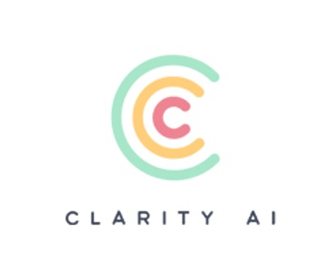 A modern logo featuring stylized letters with soft colors.