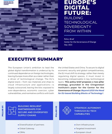 A policy brief discussing Europe's digital sovereignty and technological independence.