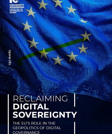 A European Union flag with a title about digital sovereignty.