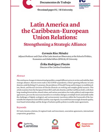 The image is an academic document discussing Latin America and the Caribbean-European Union relations.