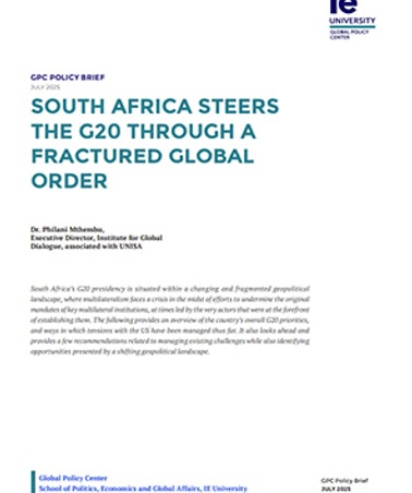A policy brief discussing South Africa's role in navigating the G20 amidst a fragmented global order.
