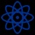 A simple blue logo of an atom, representing science and technology.