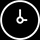 A simple black and white image of a clock face showing the time at ten past ten.