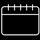 A simple line drawing of a calendar icon in white on a black background.