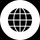 A circular black and white globe icon.