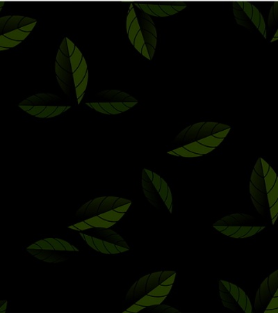 An image featuring a pattern of green leaves on a black background.