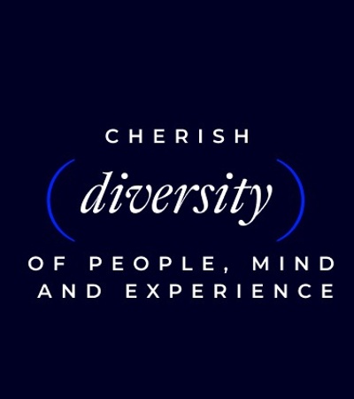 A graphic design emphasizing the importance of cherishing diversity among people, minds, and experiences.
