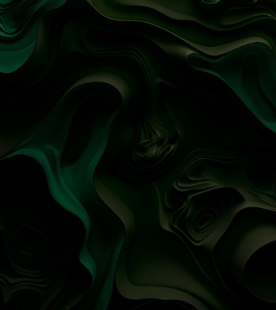 Abstract dark green wavy pattern resembling a fluid or digital artwork.