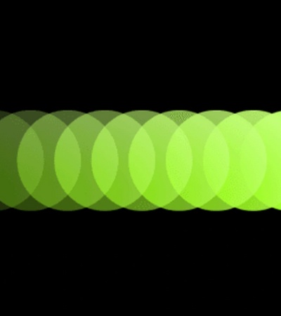 A series of overlapping green circles against a black background.