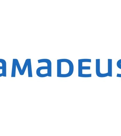 The image features the logo of Amadeus in a simple blue font.