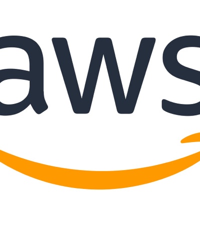 Logo of AWS (Amazon Web Services) featuring an orange smile and white text on a blue background.
