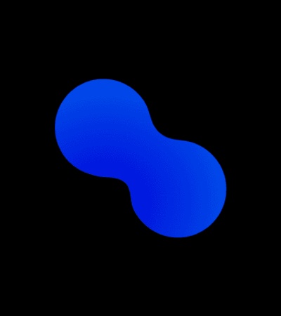 A bright blue abstract shape on a black background.