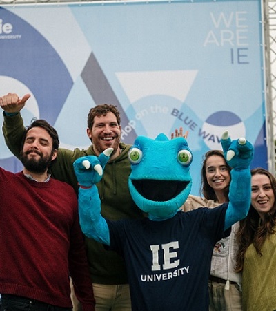 IE student group with Camil, the university mascot