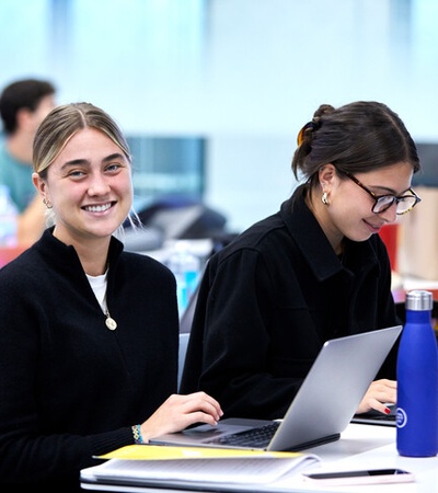 Two IE students during the Certificate in Data Science