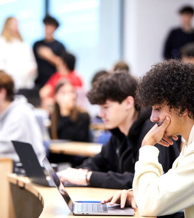 Two IE students during the Certificate in Data Science